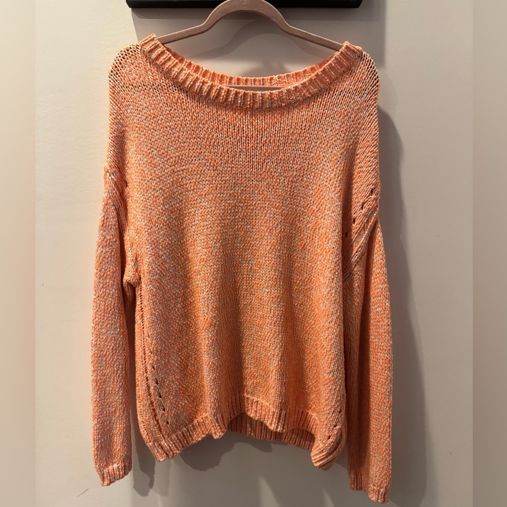 Knit sweater -orange and white